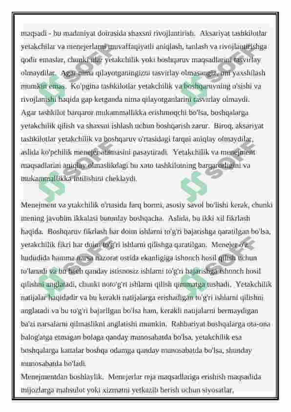 Yetakchilikni rivojlantirish, referat 4
