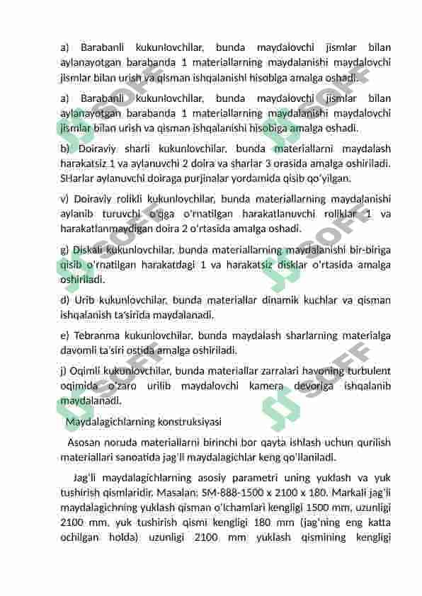 Mexanik maydalagich mashinasi texnik tavsifi va konstruksiyasi 4