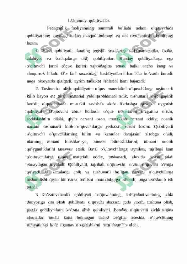 O`qituvchi pedagogik qobiliyatining asosiy sifatlari va yetakchi xususiyatlari 4