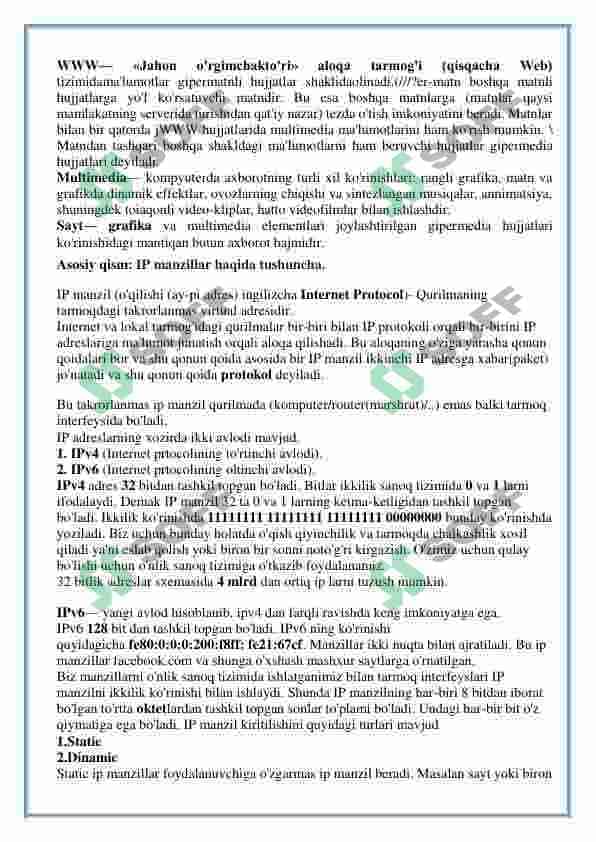 Intrnet tarmoqlari va ulardan foydalanish 4