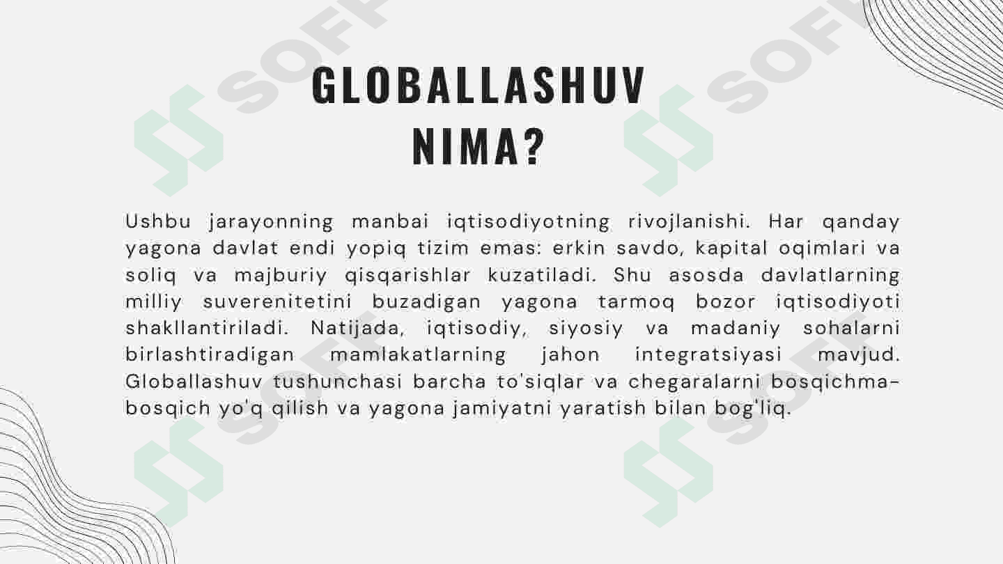 Barqaror taraqqiyotni taʼminlashda glaballashuvning ijobiy va salbiy yoʻnalishlari 4