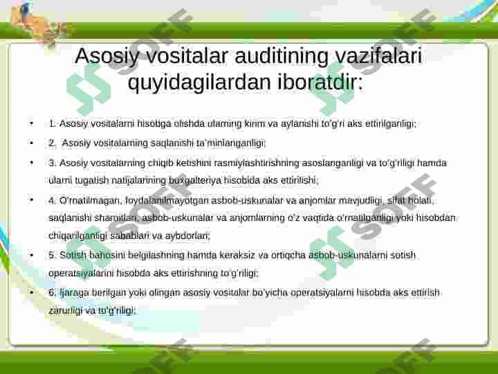 Asosiy vositalar ta'mirini hisobga olish 4