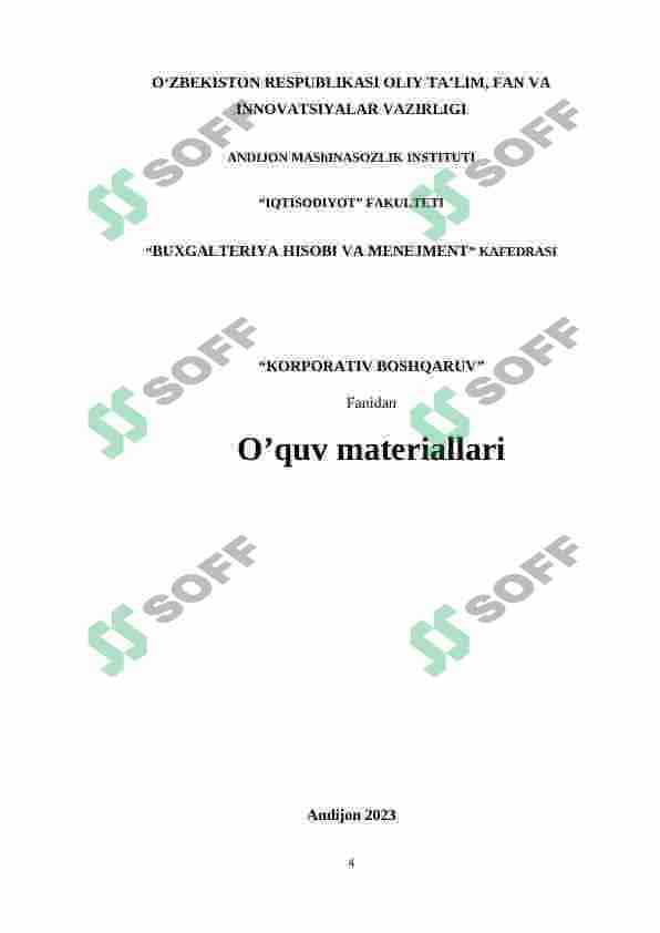 Korporativ boshqaruv oʻquv-uslubiy majmua 4