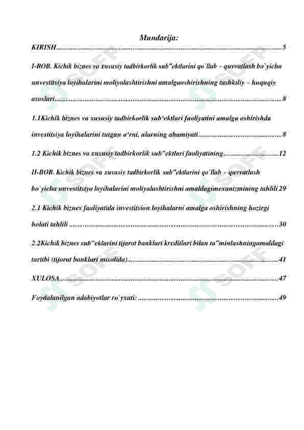 Kichik biznes va xususiy tadbirkorlikning davlat tomonidan qo`llab quvvatlash siyosatining yo`nalishlari 4
