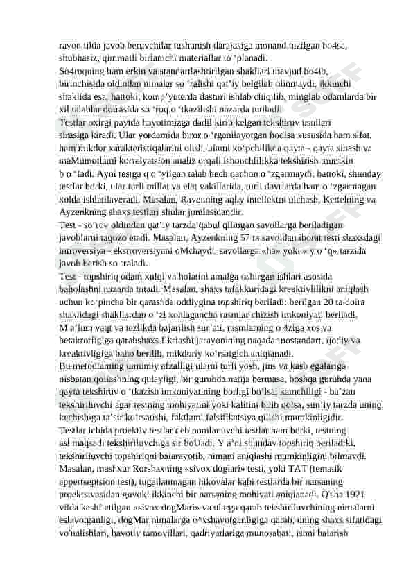 KASBIY  PSIXOLOGIYADA QO‘LLANILADIGAN ZAMONAVIY METODLAR VA ULARNI TADBIQ ETISH IMKONIYATLARI 4