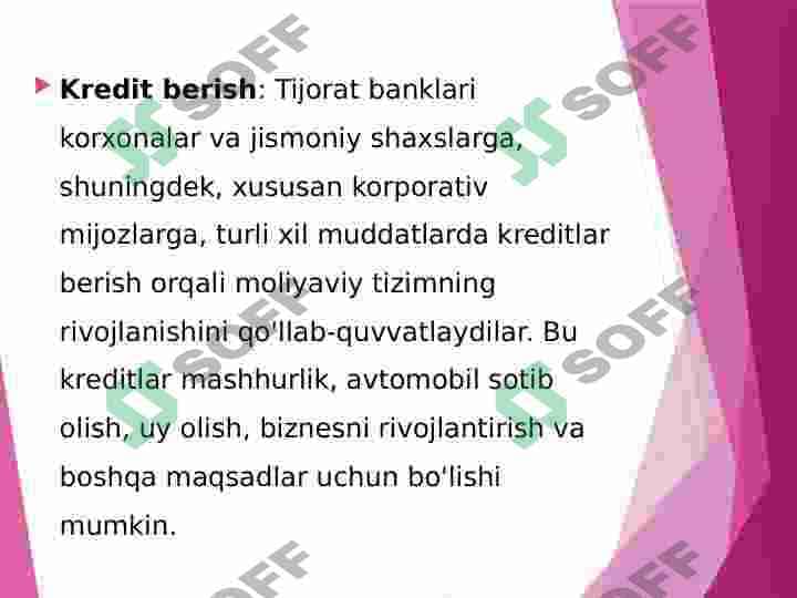 O'zbekistonda tijorat banklarining operatsiyalari va xizmatlari 4