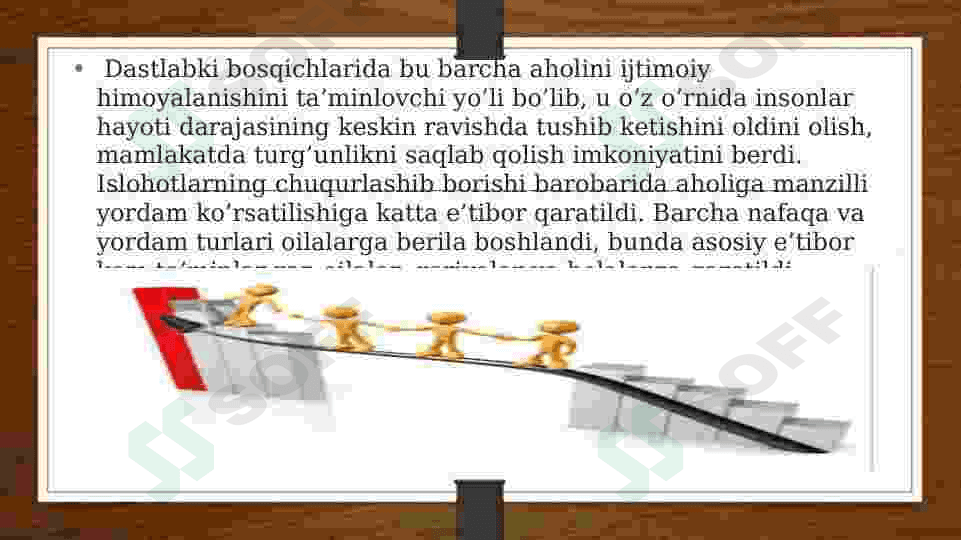O’zbekistonning ijtimoiy sohada  amalga oshirilayotgan o’zgarishlar mazmun va mohiyati 4