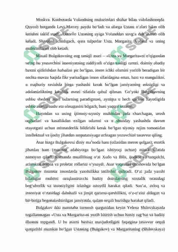 Usta va Margarita asari tahlili Mihail Bulgakov 4