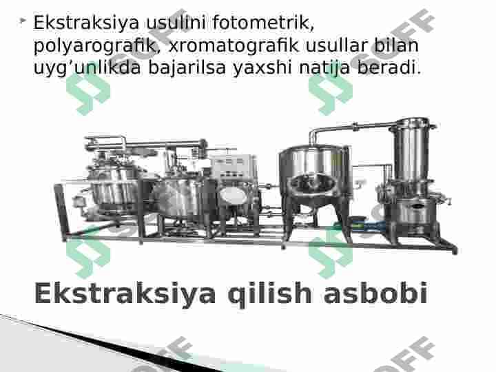 Tuproqni tadqiq qilish usullari. Ajratish va quritish asosidagi usullar . Ekstraksiya 4