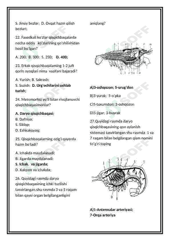 Qisqichbaqasimolar test 4