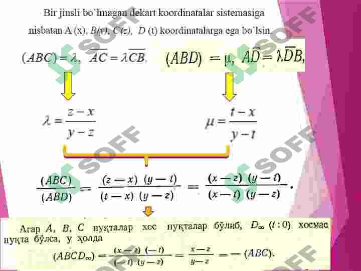 Bir to'g'ri chiziqda yotuvchi to'rtta nuqtaning murakkab nisbati. 4
