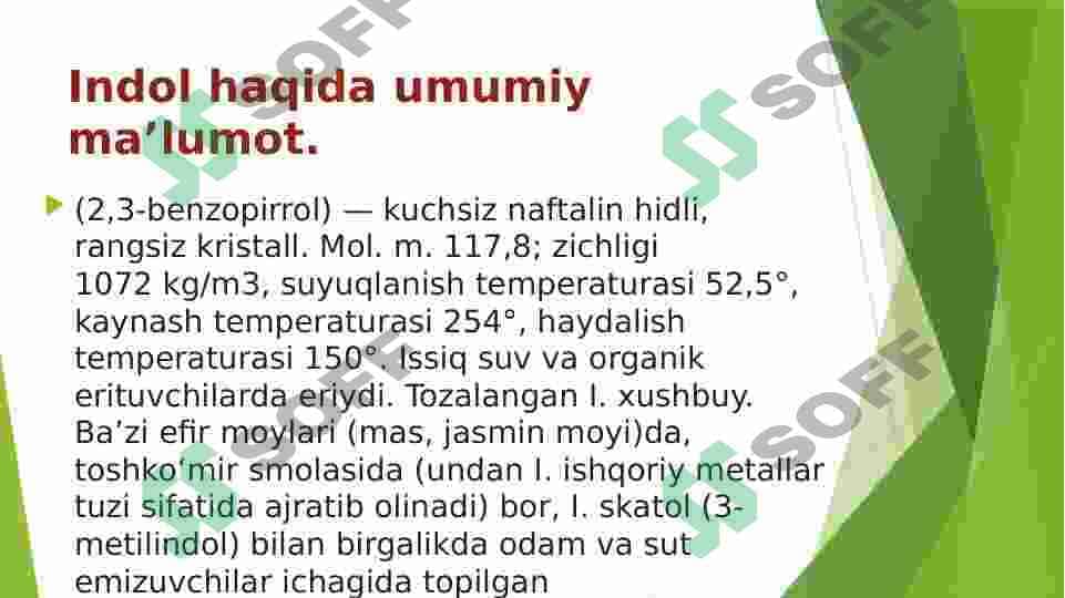 Indol va uning hosilalari. 4