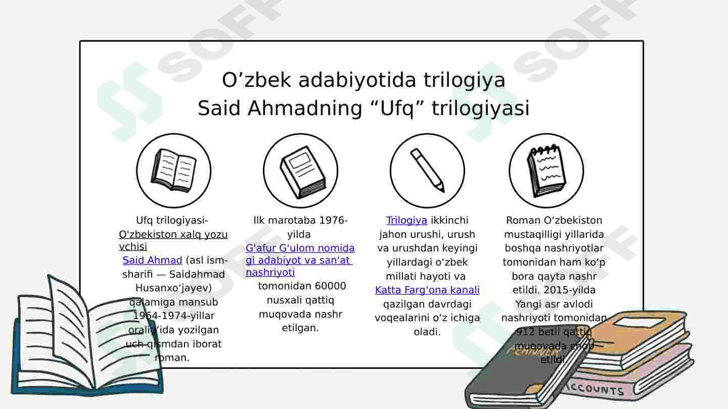 Trilogiya haqida ummumiy ma'lumot berish Ufq Romani haqida nazariy ma'lumot 4