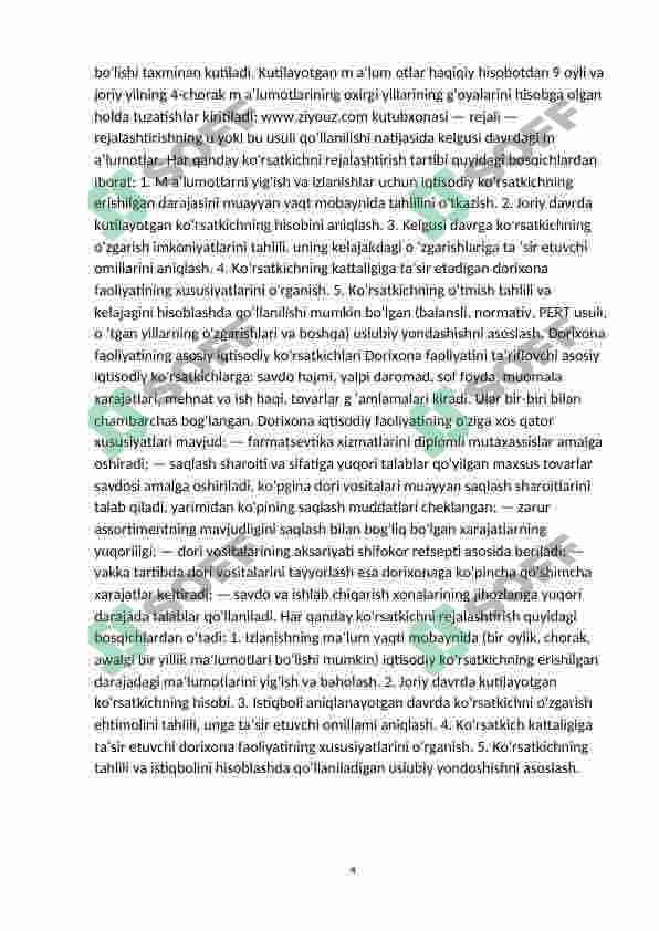 Dorixona tashkilotining hisob siyasatini ishlab chiqish 4