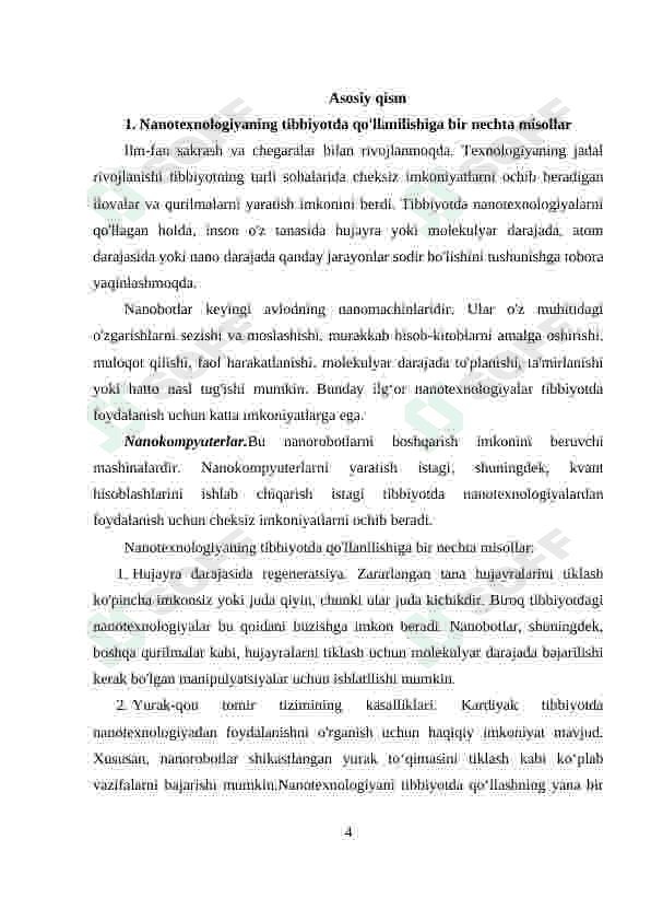 Bugungi kun tibbiyotning turli sohalarida nanotexnologiyalaridan foydalanishning asosiy sabablari hamda uning natijalari 4