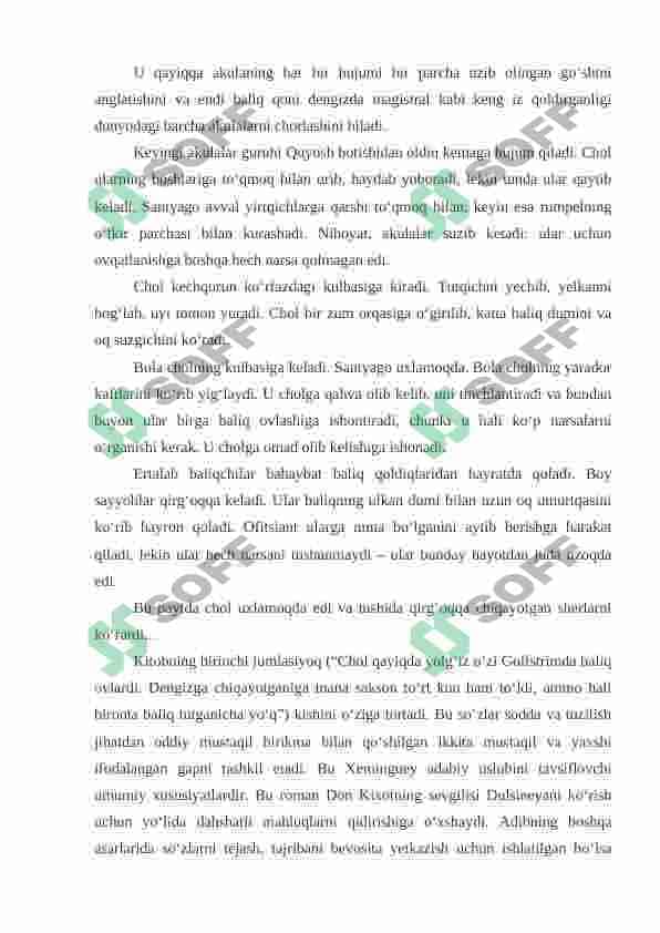 Chol va dengiz asarini Dialektikaning asosiy qonunlari va Falsafaning juft kategoriyalari bo'yicha tahlil qilish 4
