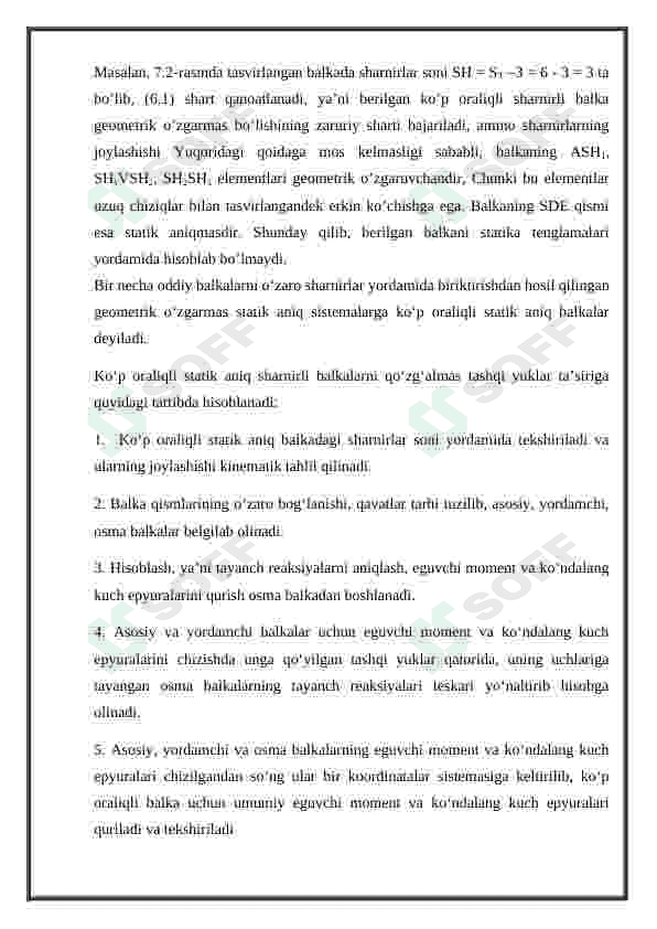 Ko`p oraliq statik aniq balkalar  qozg`almas yuklar ta’siriga hisoblash tartibi. 4