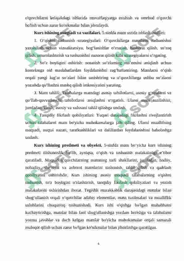 O'zbek tili metodikasi. 5 sinfda matn ustida ishlash usullari 4