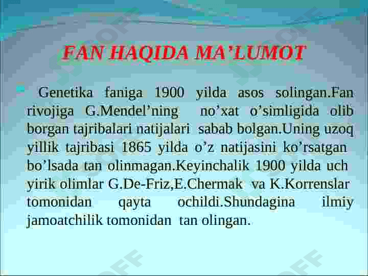 Genetika fani mavzularini yoritishda o`quvchilarda ko`nikmalar hosil qilish 4