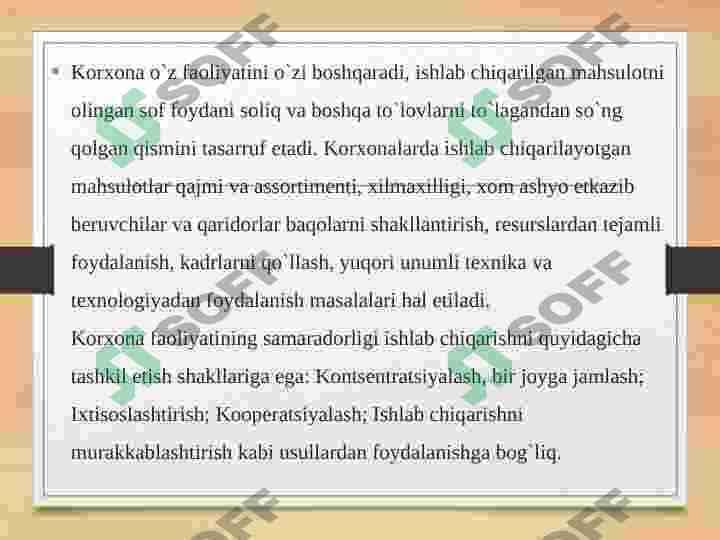 Milliy iqtisodiyot rivojlanishida korxonaning ro'li va o'rni 4