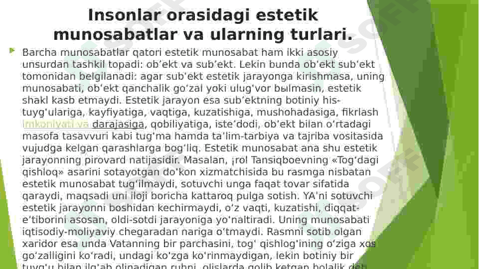 Estetik munosabat, nafosat va estetik anglash 4