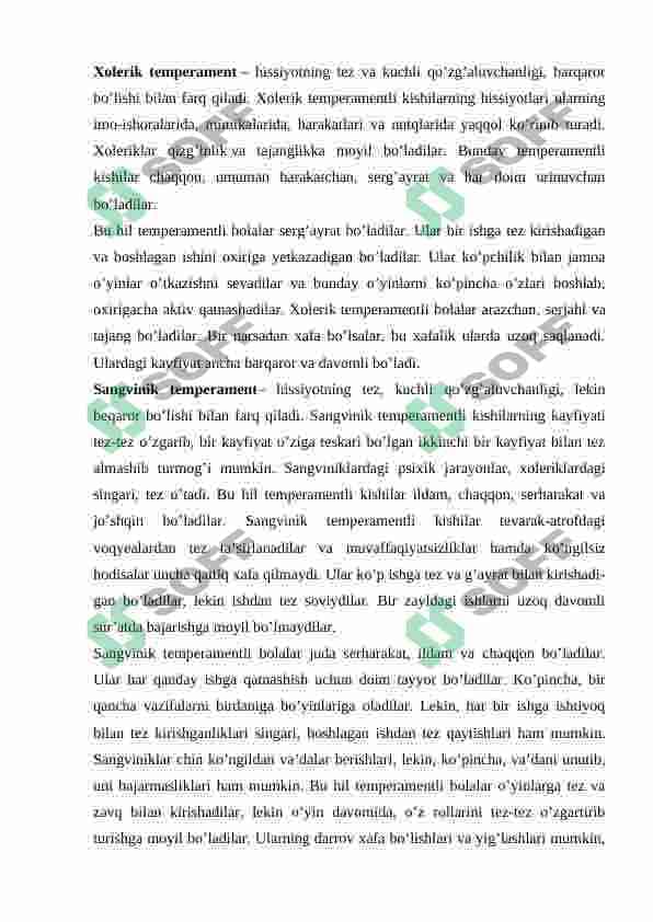Temperament tiplari va ularning pedagogik xususiyatlari. 4