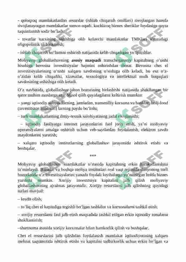 Moliyaviy globallashuv: imkoniyat va to’siqlar 4