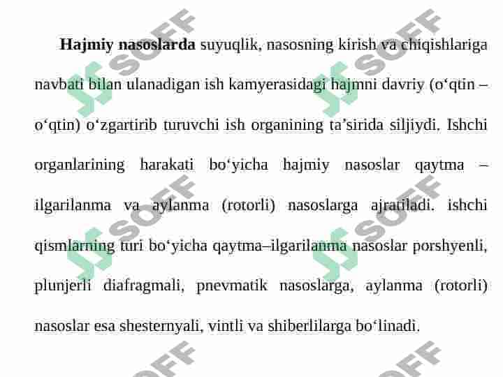 Nasoslar va ularni ishlash prinsipi bo'yicha tasniflash 4