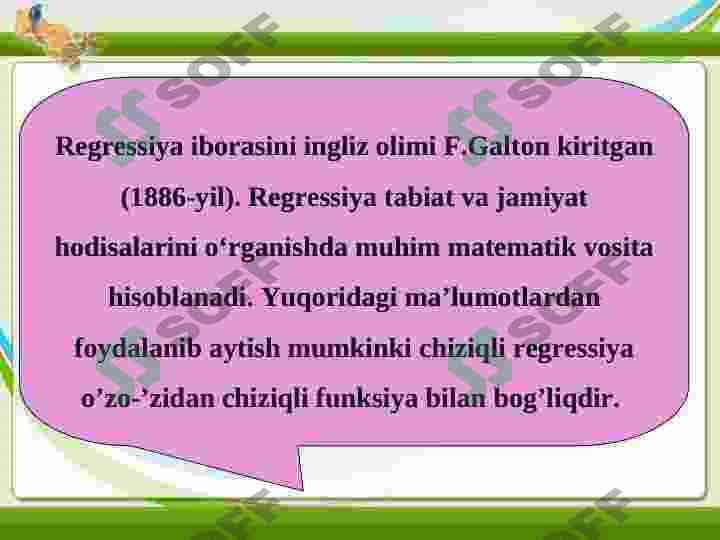 Yechishda chiziqli regletsiyadan foydalanishning amaliy imkoniyatlari prognozlash imkoniyatlari 4