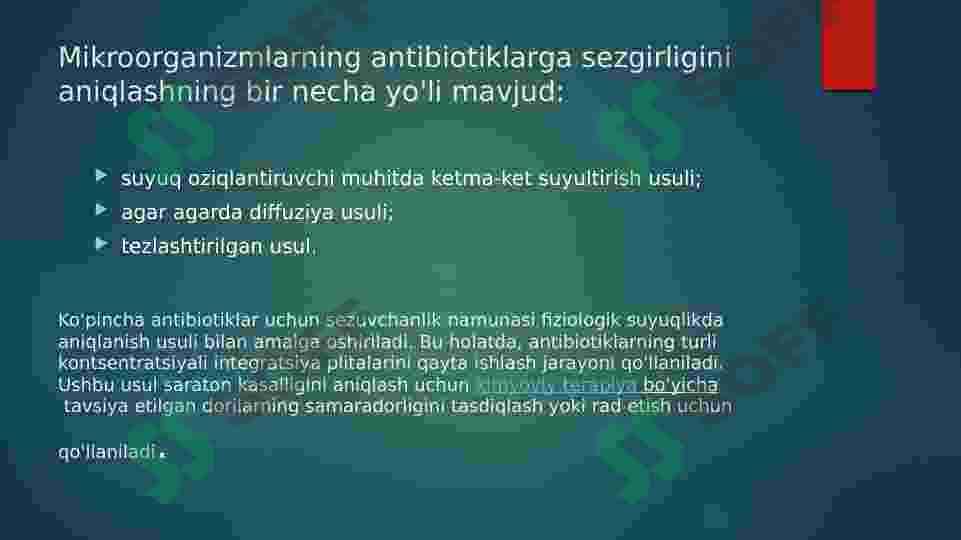 BAKTERIYALARNING ANTIBIOTIK FAGLARGA BO’LGAN SEZGIRLIGINI ANIQLASH 4