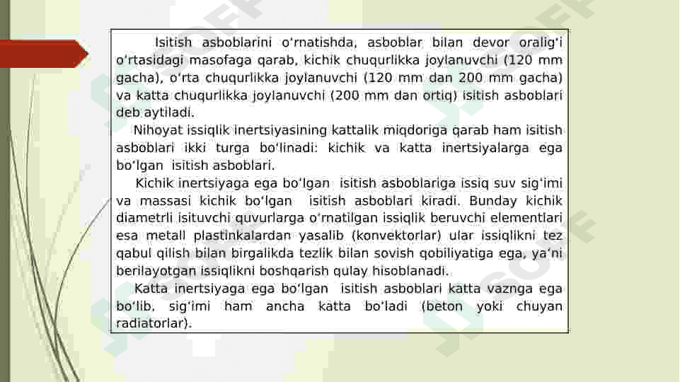 Zamonaviy isitish tizimlari va ularga qo’yiladigan talablar 4
