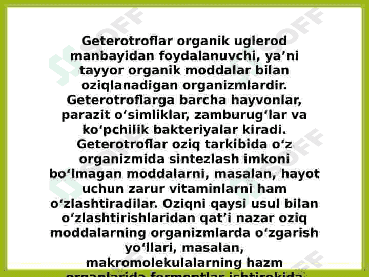 Oziqlanish. Oziqlanish turlari 4