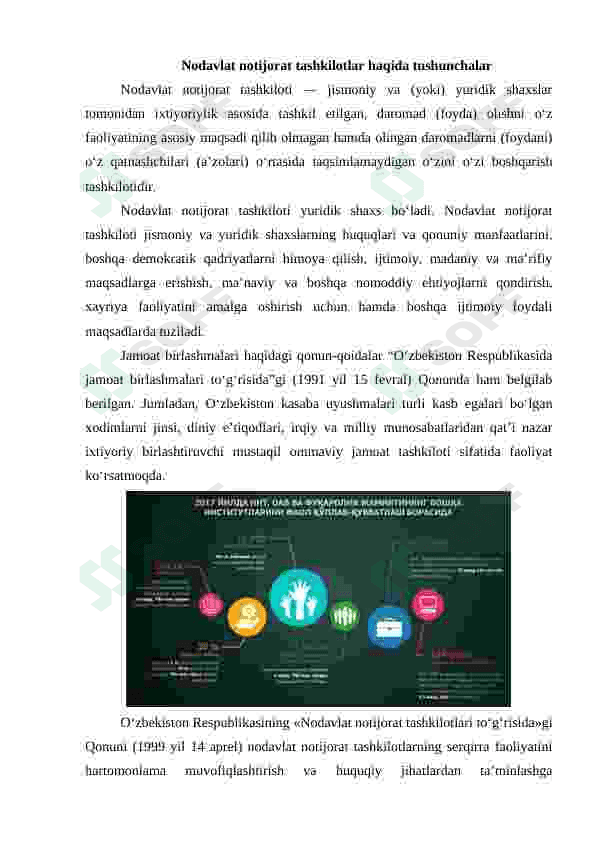 O'zbekistonda nodavlat notijorat tashkilotlar va ularning siyosiy, ijtimoiy hamda iqtisodiy jarayonlardagi ishtiroki 4