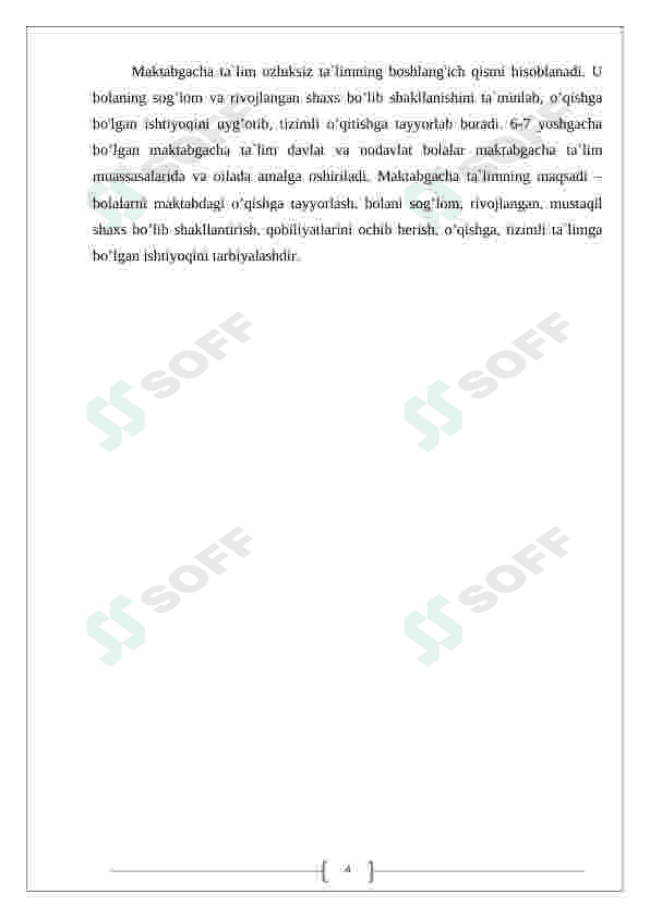 Maktabgacha ta'lim uzluksiz ta'limning alohida turi sifatida 4