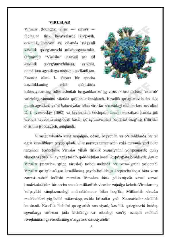Viruslarga va o’smalarga qarshi dori vositalarning ta’sir mexanizmi(DNK, RNK fermentlariga nisbatan) 4