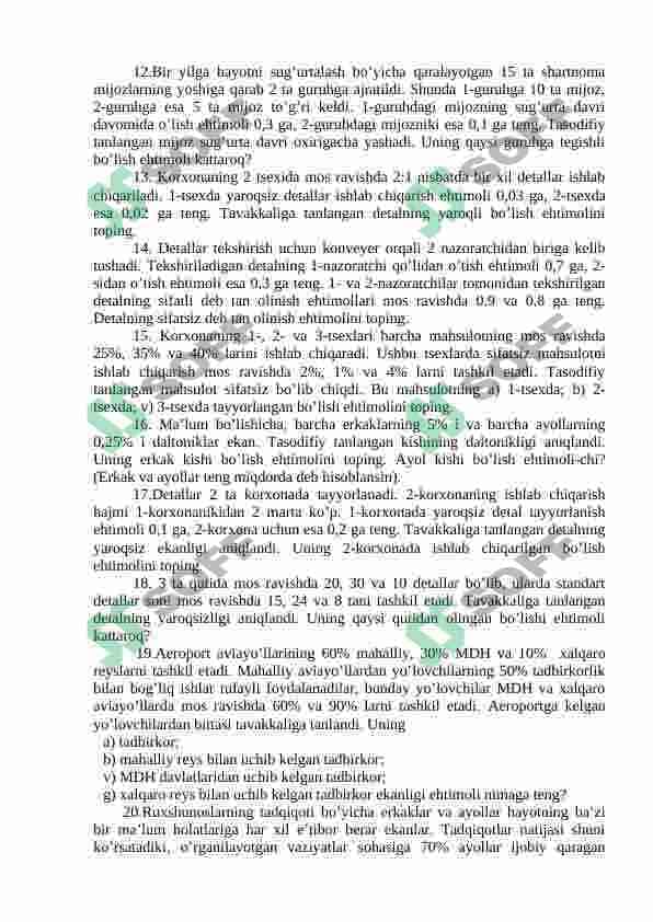 To’la  ehtimollik formulasi. Tajribadan so’ng gipoteza ehtimolligini hisoblash. Bayes formulasi 4