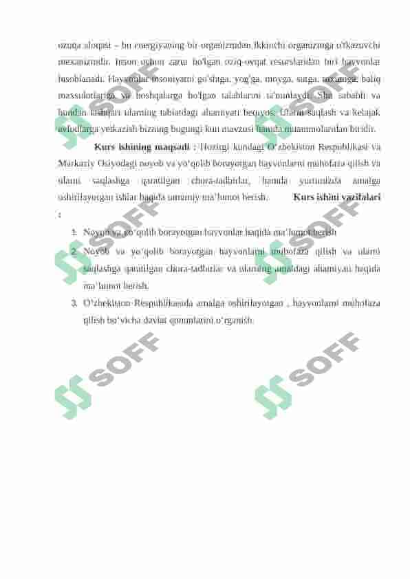Noyob va yo'qolib borayogan hayvonlarni asrashga qaratilgan dastur va loyihalar 4