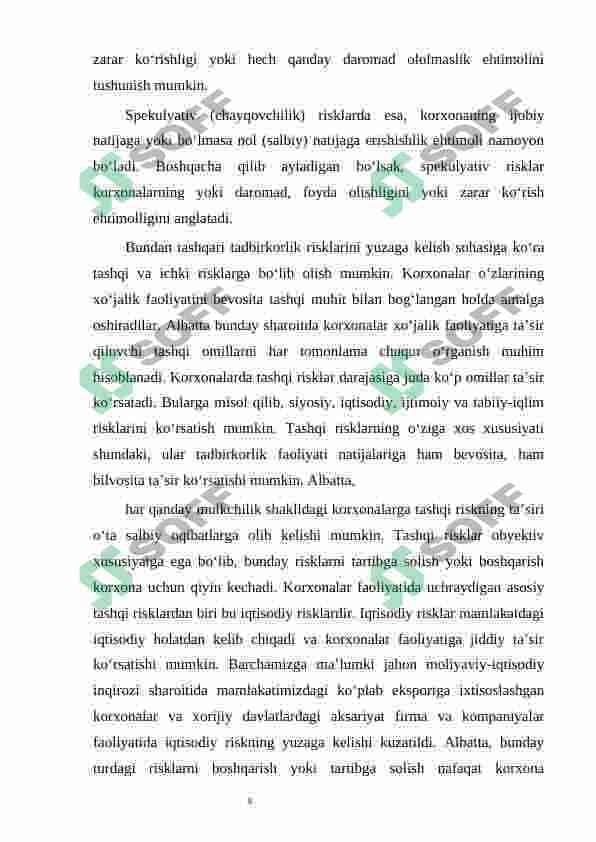Korxonalar faolyatida risk va uni kamaytrish yo'llari. 4