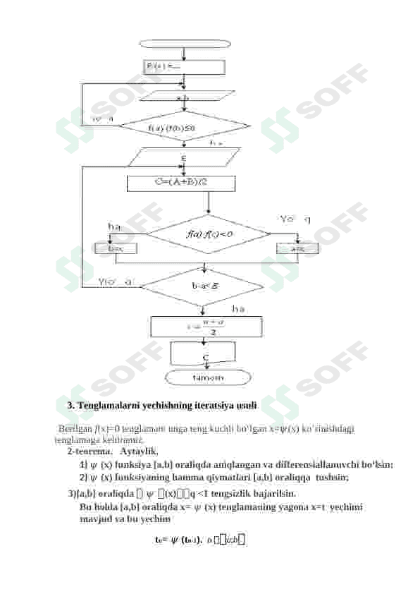 Algebraik va transtendent tenglamalarni taqribiy yechish usullarini yaqinlashish tezligi bo’yicha baholash. 4