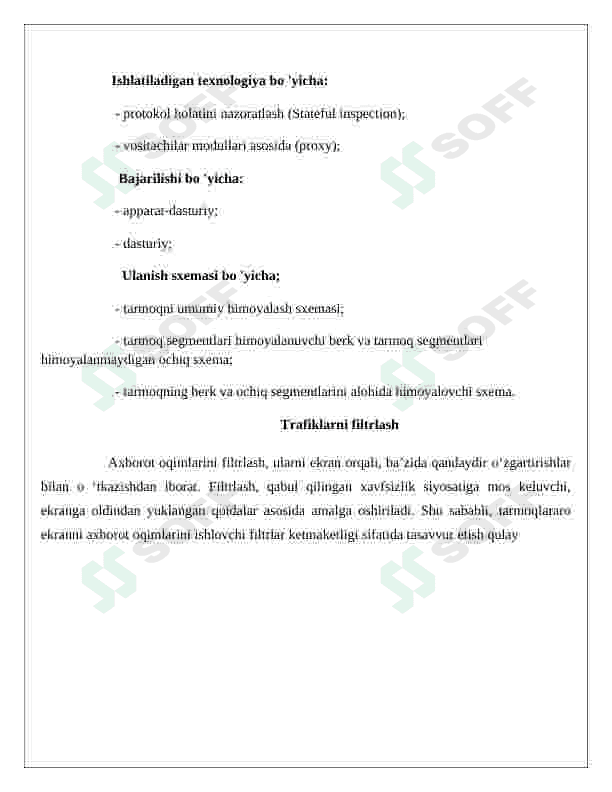 Tarmoqlar aro ekran yordamida kiberhujumlarga qarshi himoyani ta’minlash. 4