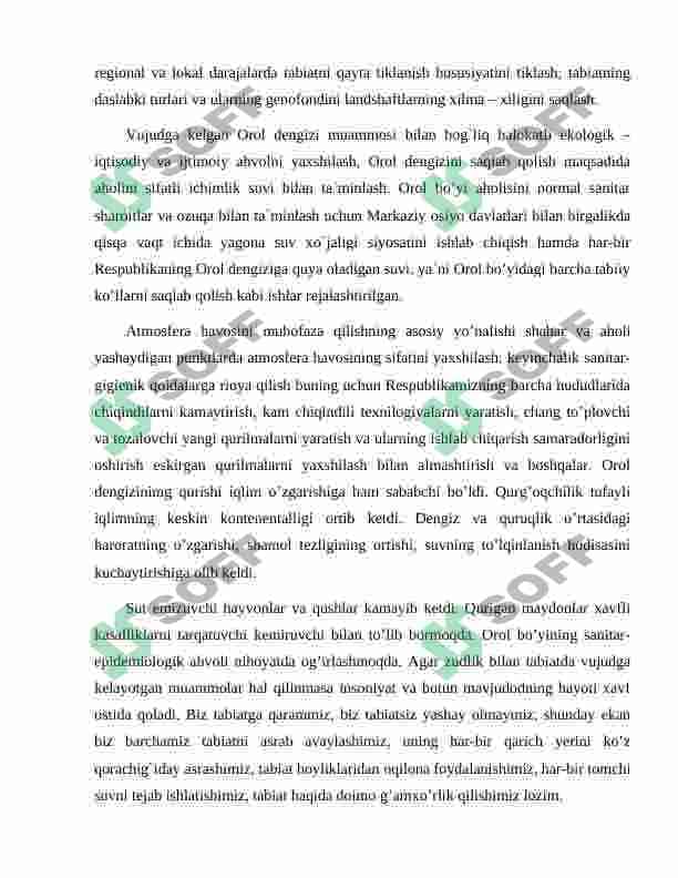 O'zbekiston Respublikasining ekologik muommolari 4
