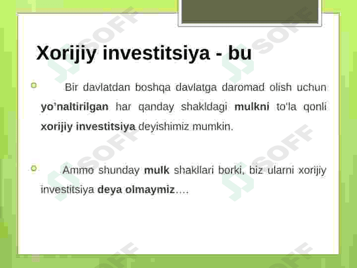 Iqtisodiyotni rivojlantirishda xorijiy invistitsiyalarning  ahamiyati 4
