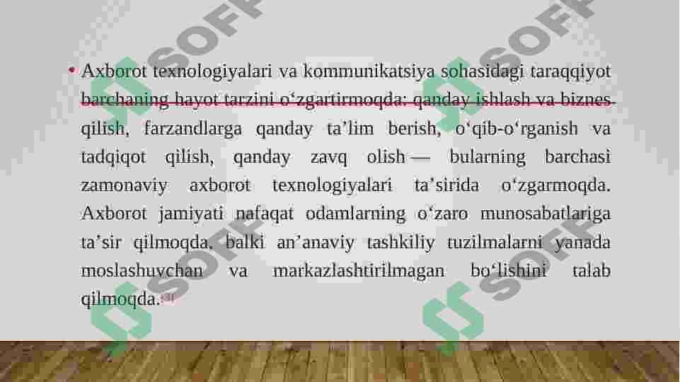 Axborot jamiyatini yuzaga kelishida fan va texnika yutuqlarining tasiri. 4