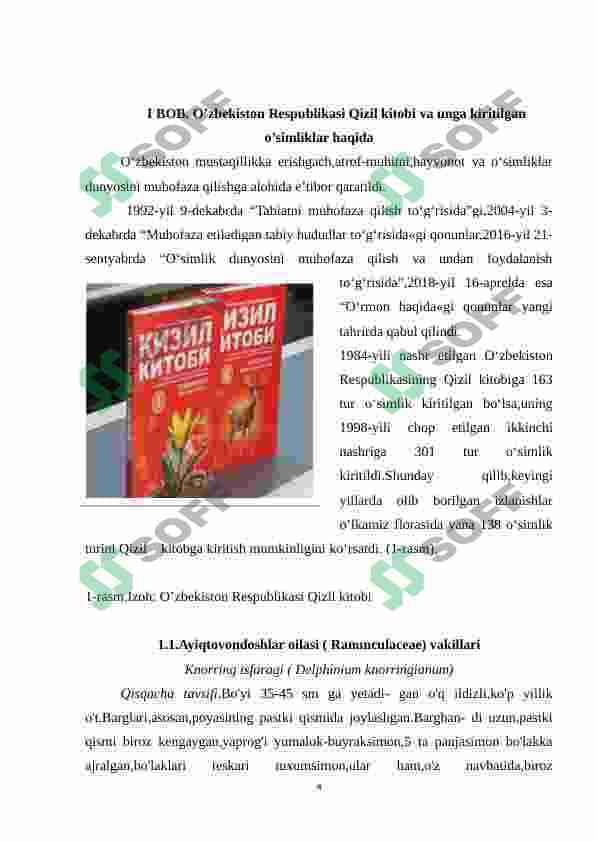 O`zbekiston Respublikasi Qizil kitobi 4