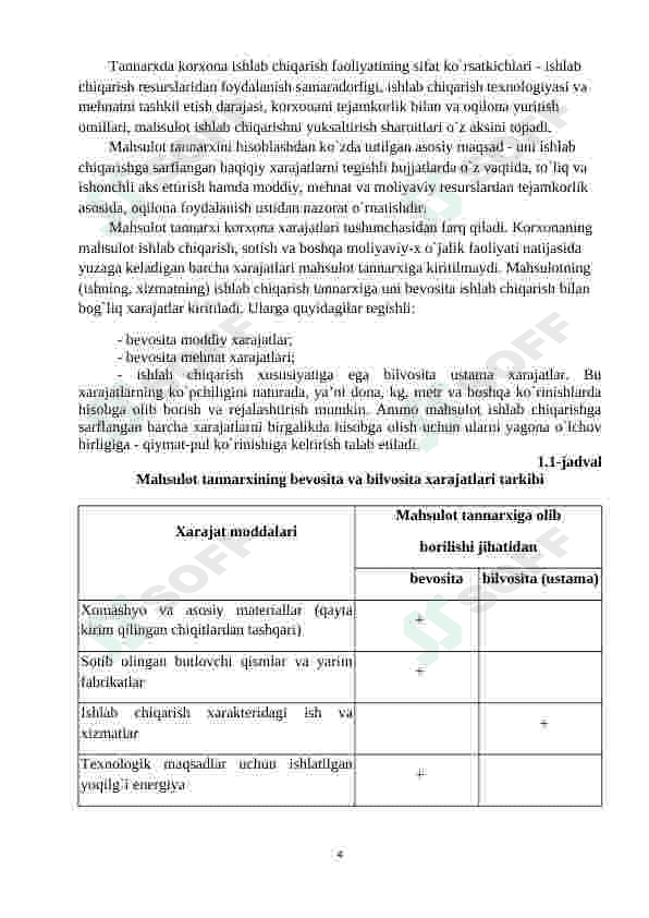 Mahsulot tannarxi va uning o’zgarishiga ta’sir etuvchi omillar tahlili 4