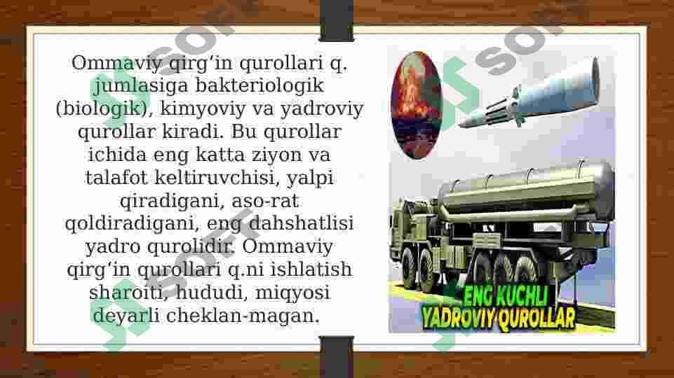 Aholini ommaviy qirg'in qurollaridan himoya qilish 4