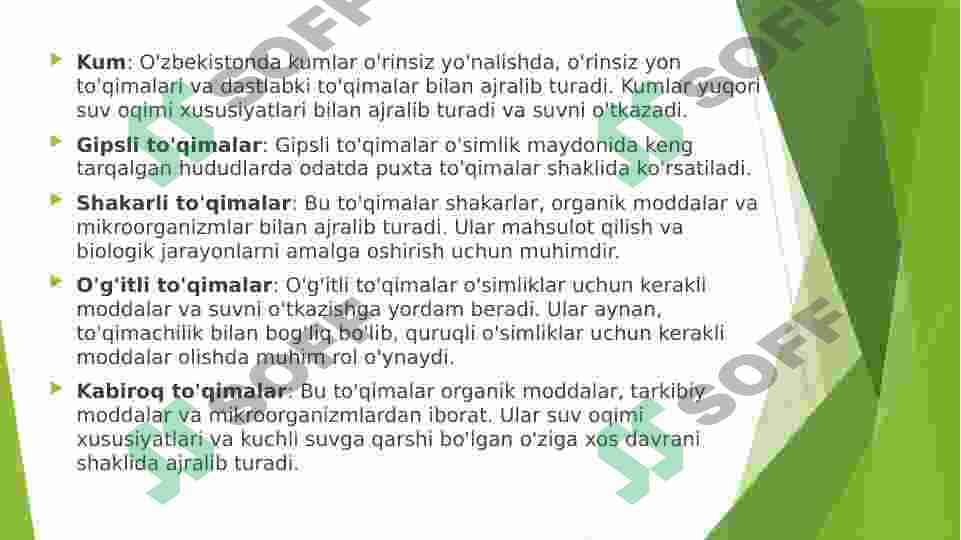 O'zbekiston Respublikasidagi mavjud gruntlarning turlari va ularning xususiyatlari 4