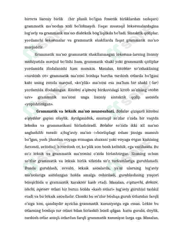 Grammatika. Grammatik ma’no va grammatik shakl. Grammatik kategoriya 4