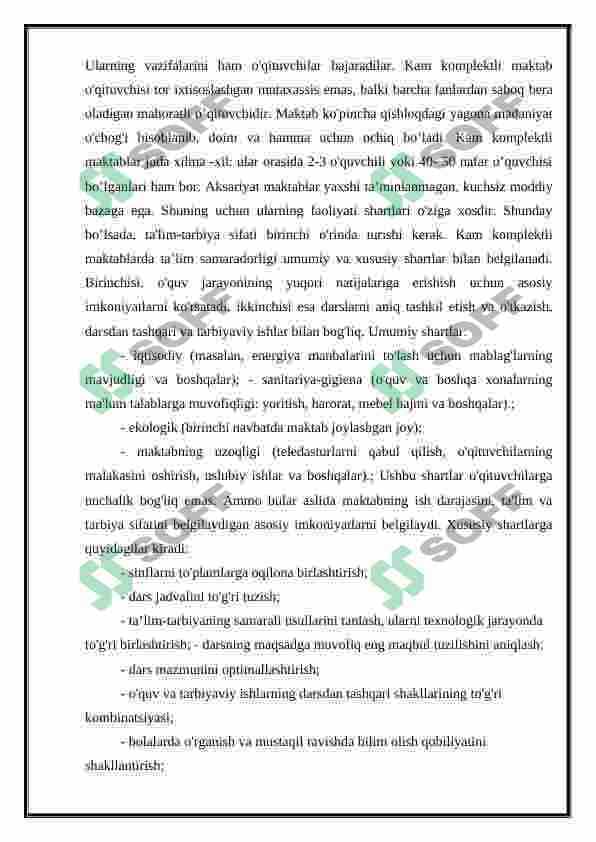 Oz komplektli maktablarda matematika o’qitishni tashkil qilish 4