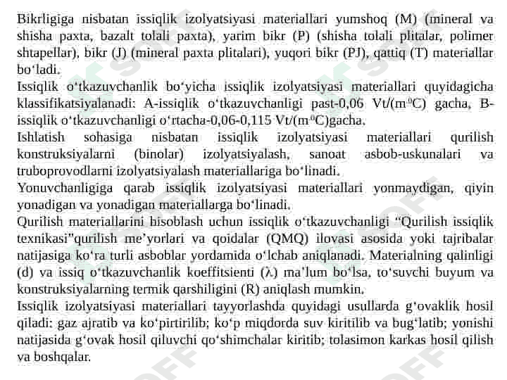 ISSIQLIK   IZOLYATSIYASI   VA AKUSTIK   MATERIALLAR 4